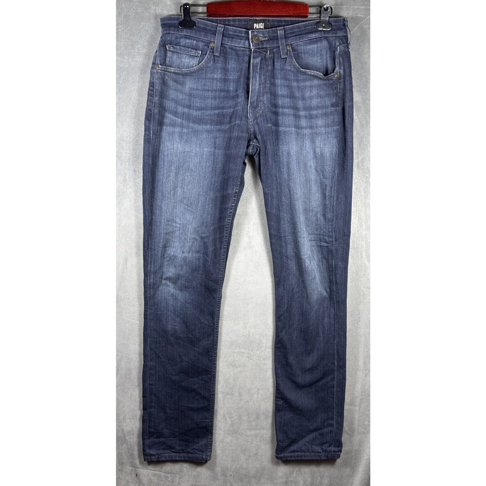 PAIGE Transcend Lennox Slim Straight Jeans Men's 31x33 Dark Wash Stretch Denim